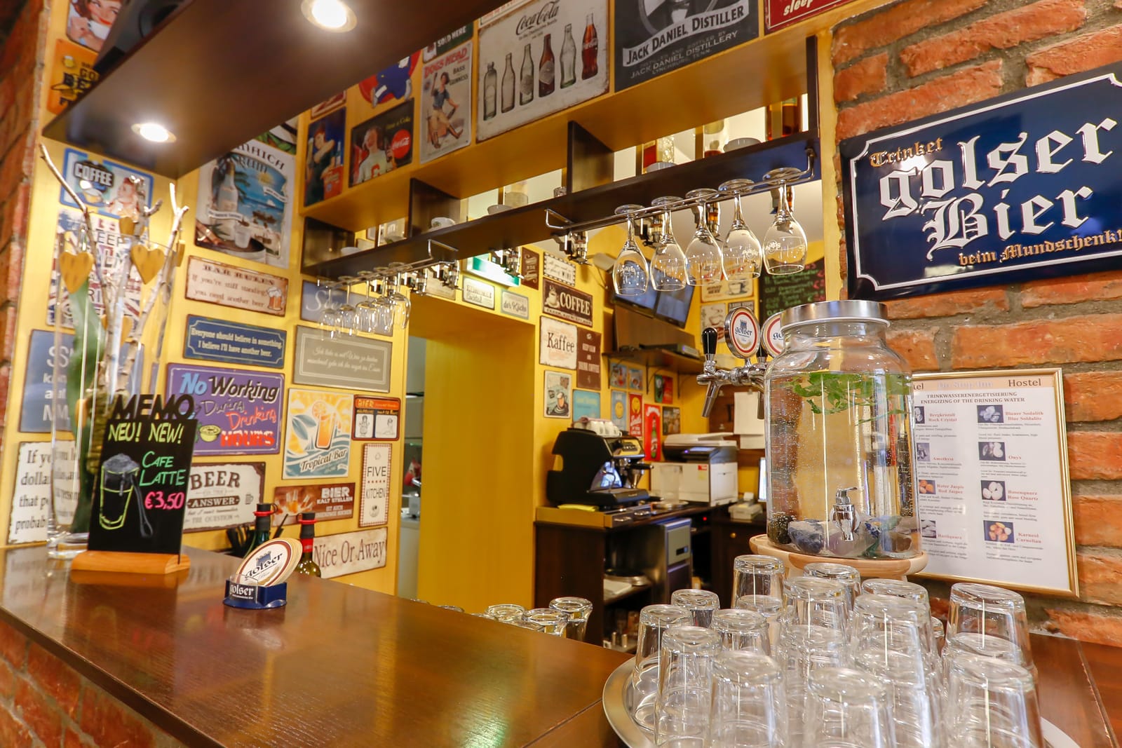 The house bar with vintage signs and glasses